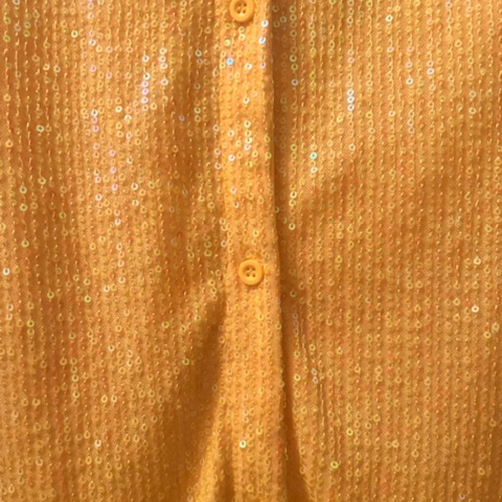 Anthropologie x Flat White Yellow Gold Sequin Button Tunic Shirt Dress NEW M - Picture 7 of 16